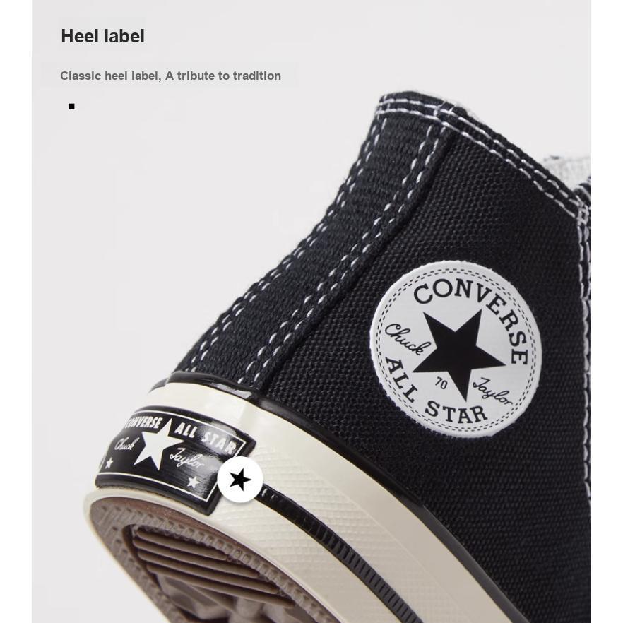 Converse Классические парусиновые кеды с высоким верхом 1970-х годов Детские кеды Черные 771639C