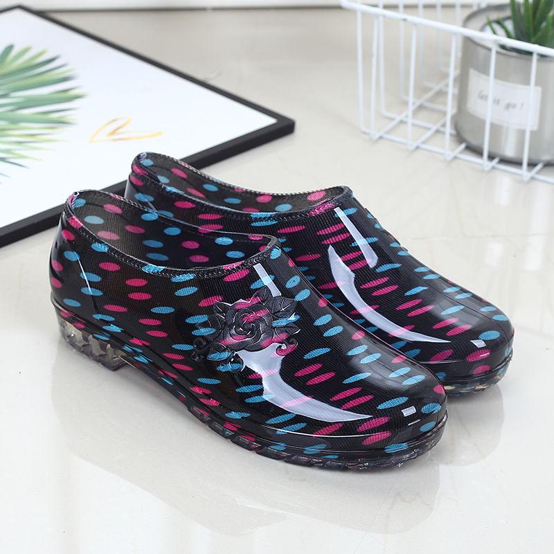 Spring and Summer Rain Shoes Women Fashion Low Help Yuanbao Water Boots Short Barrel Kitchen Non-skid Shoes Shallow Work Shoes Rubber Shoe Cove