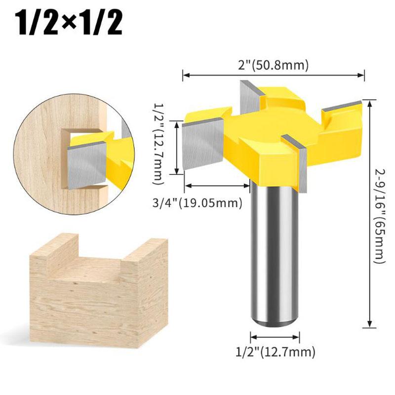 Четырехточечная фреза T-Cutter Sole Clearing Фреза для прорезки пазов Четырехточечная фреза для прорезки пазов Инструменты для деревообработки 8 мм 1/2 дюйма Хвостовик 12 мм