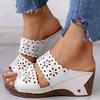 Women Casual Sandals Open Toe Wedges Women Solid Slip On Slope Heel Beach Shoes Slippers For Women Size Breathable Summer Sandals