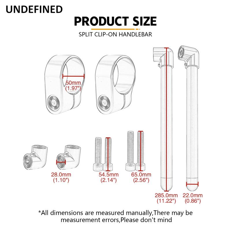 Motorcycle Black Handlebars Handle Bar Cafe Racer Split Clip On Ons Fork 35 37 39 45 49 50 52 58 MM Handle Bar Rised Riser Clamp