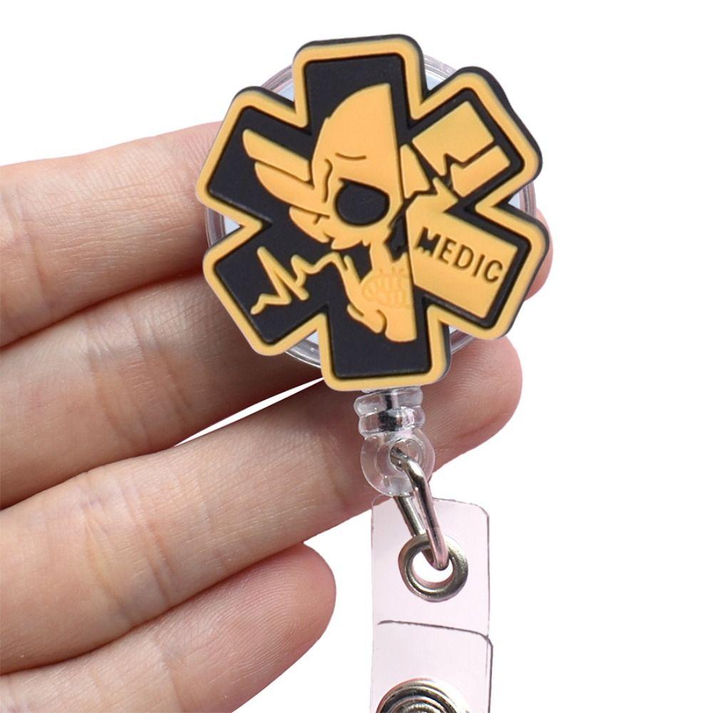 Key Ring Retractable Badge Reel PVC Nurse ID Holder Easy To Pull Buckle Office Suppliers