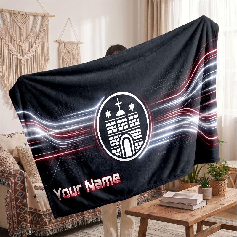 FC St. Pauli Personalized Fleece Blanket With Football Logo, Custom Name Text Soft Warm Home Throw Blanket
