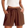 Women's Shorts High Waist Drawstring Knee Length Shorts Elastic Comfy Shorts With Pockets