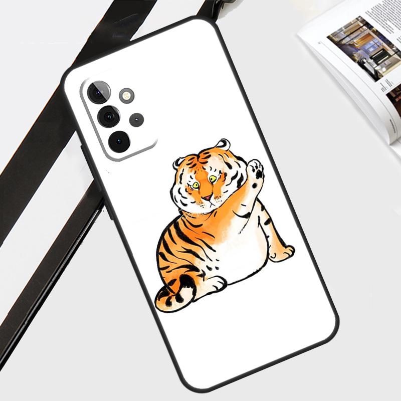Толстый тигр Мультяшный Забавный Чехол Для Samsung Galaxy A06 A56 A36 A26 A16 A54 A34 A14 A12 A22 A32 A52 A13 A53 A15 A35 A55