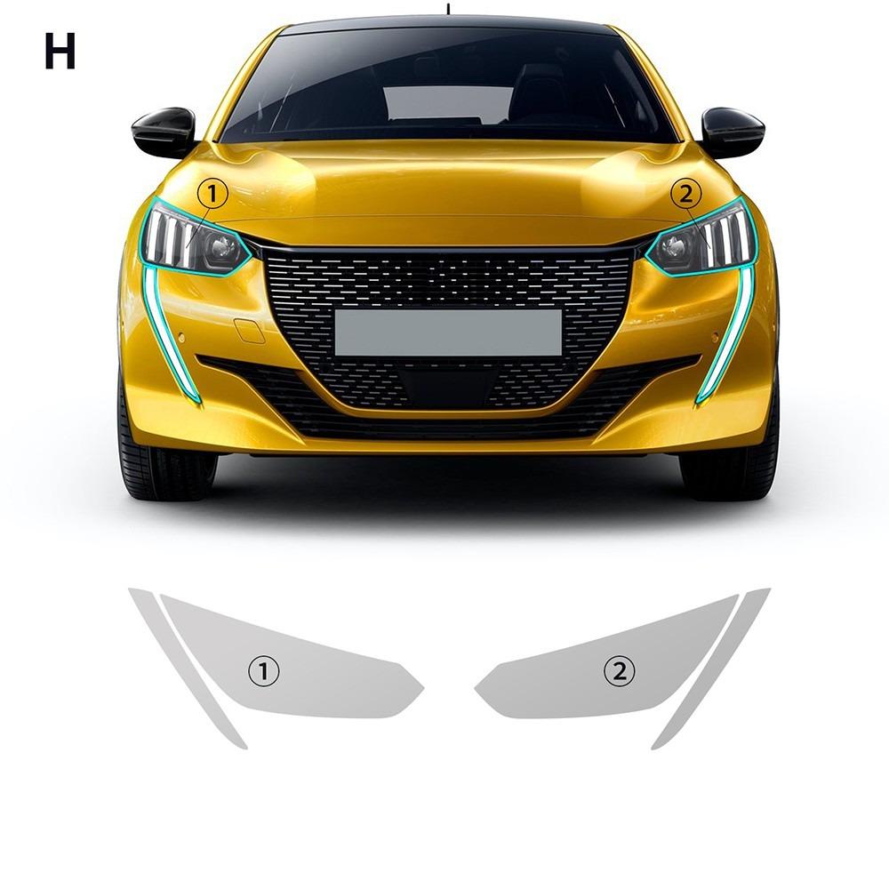 Защитная пленка для фар из ТПУ для Peugeot 208 2019–2025 – Прозрачная и дымчато-черная, устойчивая к царапинам, Автоаксессуары
