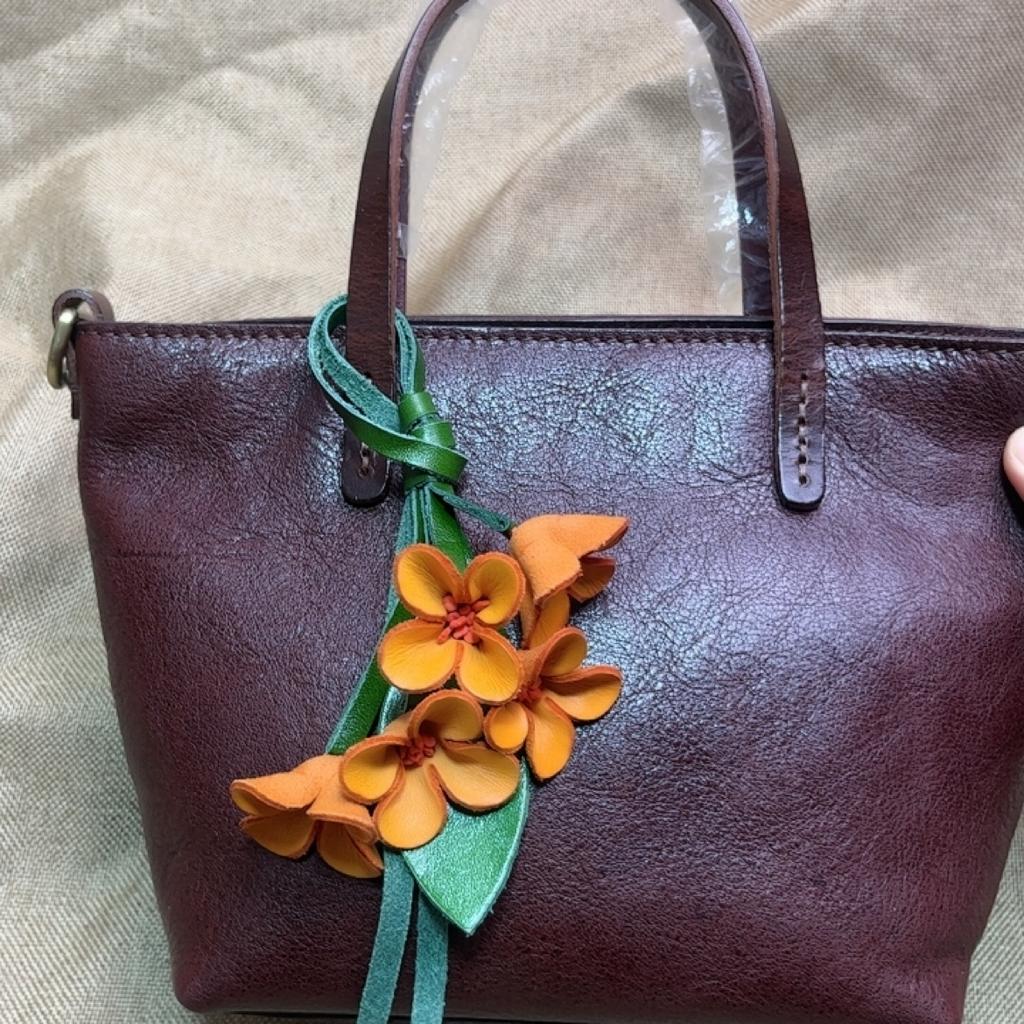 Мода Натуральная Коровья Кожа Подвеска-Цветок Брелок Шарм для Сумки Ежедневник Османтус Подвеска для Ключей Автомобиля Креативная Подвеска Тюльпан Аксессуары для Сумки