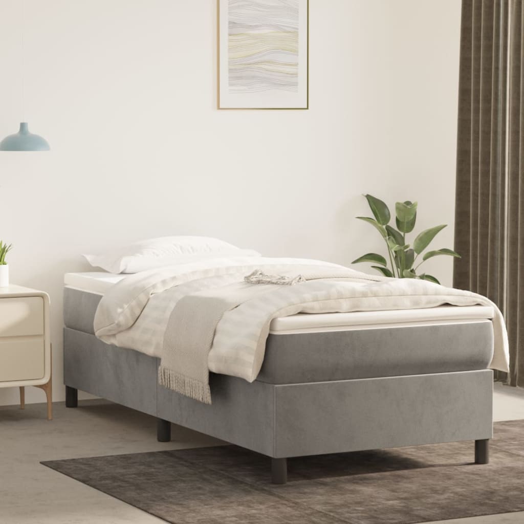 Vidaxl Rama Łóżka Bez Materaca, Jasnoszare, 90X190 Cm, Aksamitna