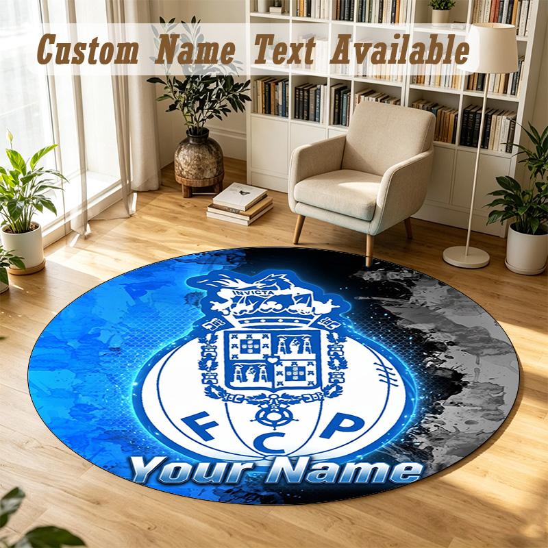 Round Rug Custom NameFC Porto Pattern Non Slip Carpet Home Floor Decor
