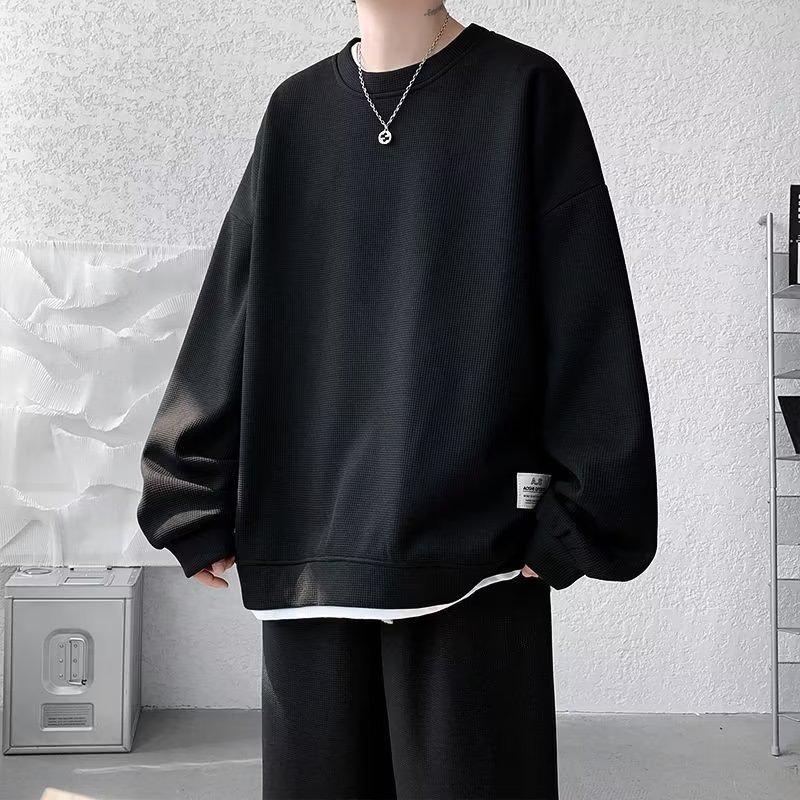 Мужской комплект из вафельной толстовки и спортивных штанов весна/осень - большой размер, молодежная спортивная одежда