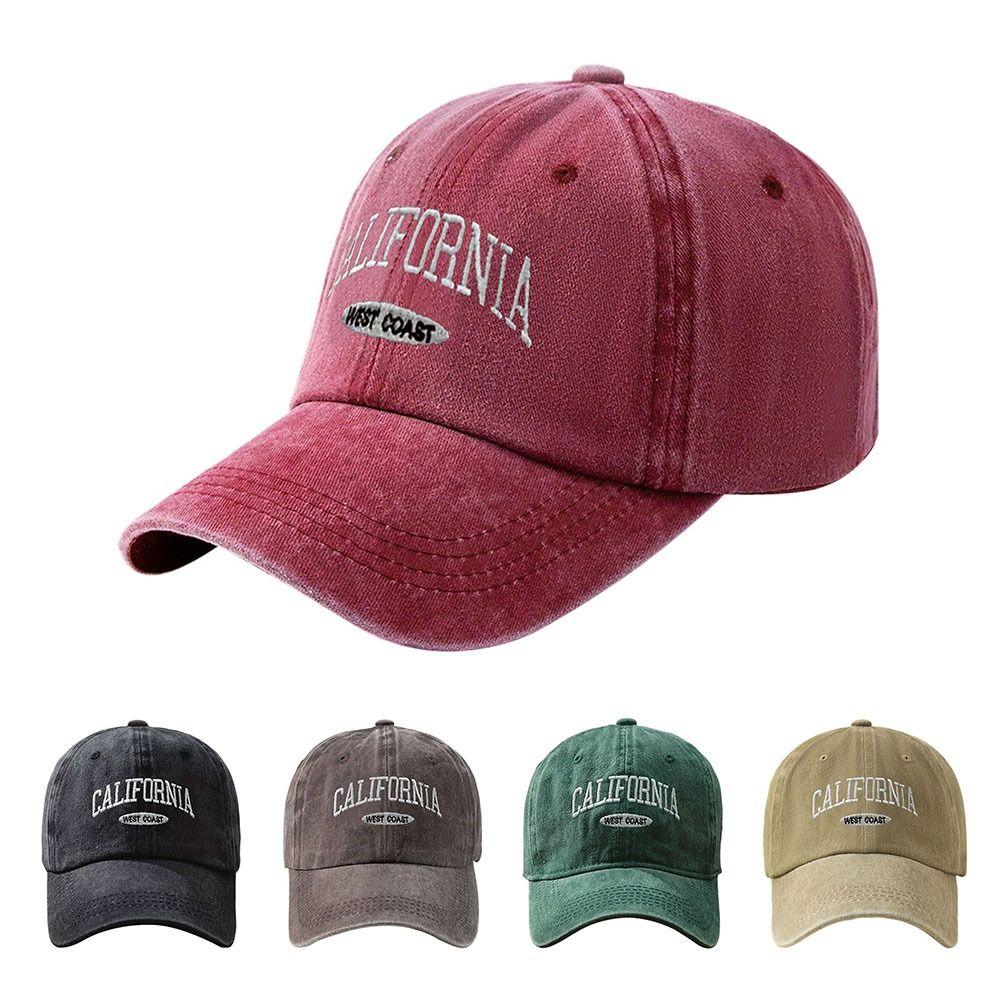 Unisex Embroidered Baseball Cap "California West Coast" Lettering Duckbill Cap for Women & Men