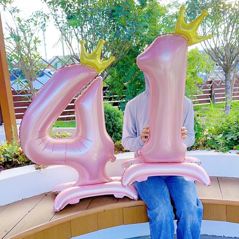 42-дюймовый декоративный розовый алюминиевый фольгированный цифровой воздушный шар с цифрой для украшения дня рождения, принадлежности для девочек на день рождения