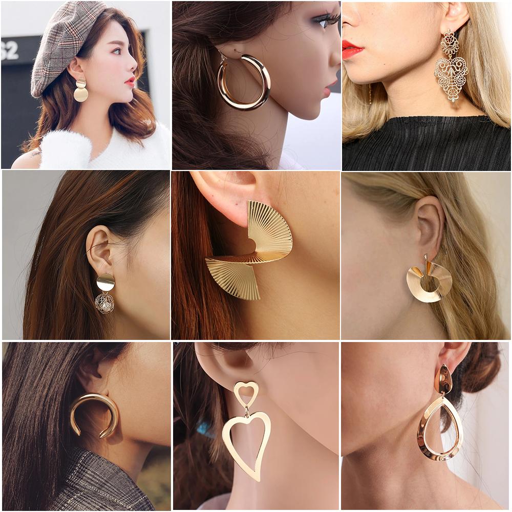 Gold Metal Drop Earrings for Women Irregular Geometric Pendants Earrings Trend Brincos Jewelry Gift