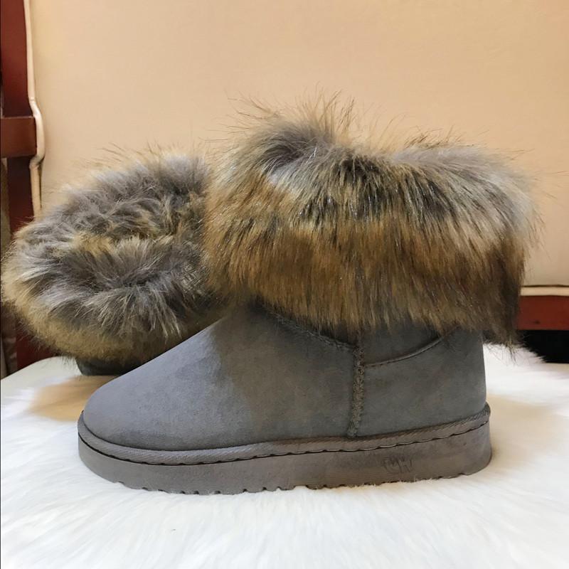 2025 New Snow Boots Women's Medium Tube Snow Boots Cotton Shoes Boots Women's Snow Boots Fox Hair Foreign Trade Women