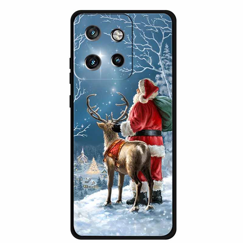 Christmas Cover For Motorola Moto G75 5G Black Silicone Cases TPU Santa Claus Christmas Tree Cover Deer For Moto G75 5G TPU case