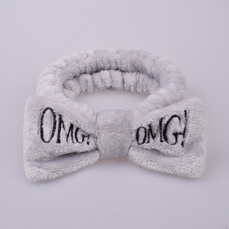 Custom Logo SPA Bowknot Hair Lace Sports Headband Adjustable Elastic OMG Hair Band for Women and Girls Yoga Shower Wash