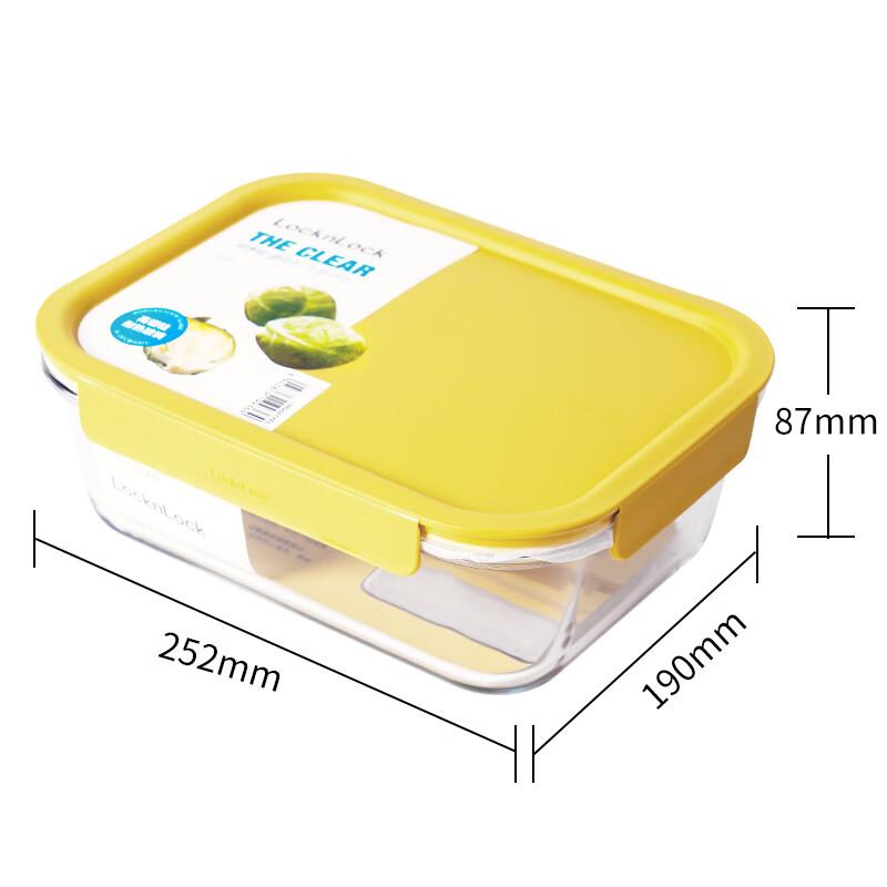 LOCK&LOCK Heat-Resistant Glass Food Container, Microwave-Safe Storage Box, Sealed Refrigerator Lunch Box, LNG527Y_2L