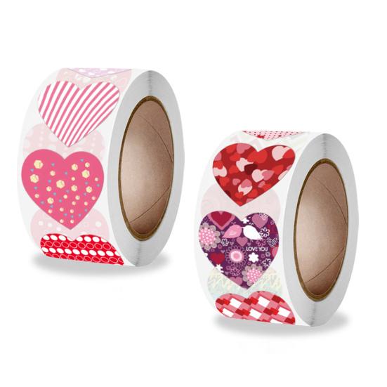 1 рулон наклейки в форме сердца праздничные красочные узоры художественная бумага наклейки на день Святого Валентина для пар