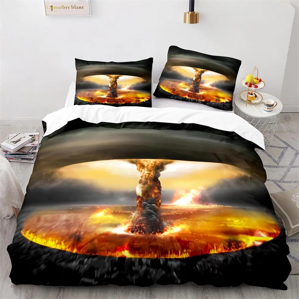 Explode Duvet Cover Collection Orange Firework Shaped Pattern Polyester Comforter Cover King Queen Size For Boys Girl Bedding Collection