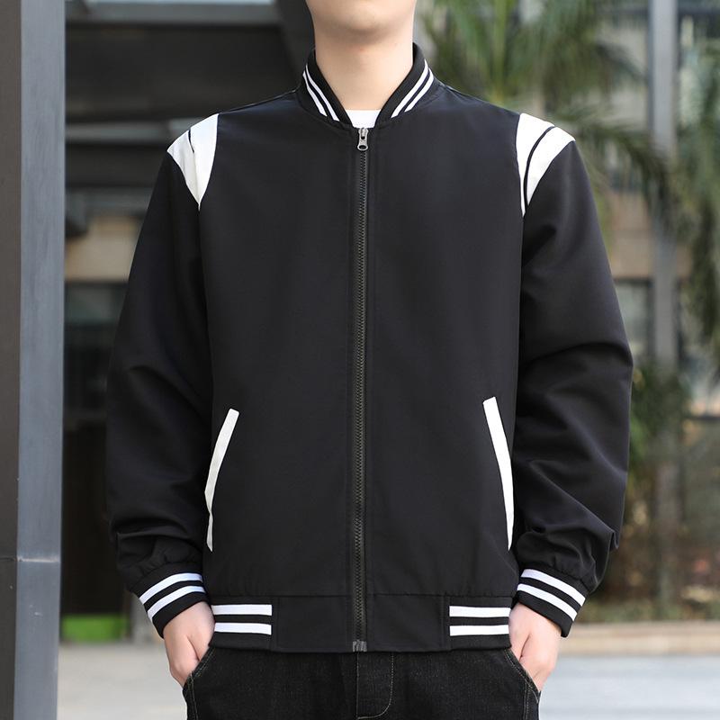 Baseball Collar Jacket Men's Korean Style Slim Social Spirit Young Man Versatile Coat