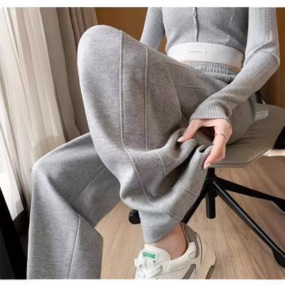 Корейская версия женских спортивных штанов весна-осень, новые высокие талии, драпированные, свободные, прямые, повседневные спортивные штаны, банановые широкие брюки