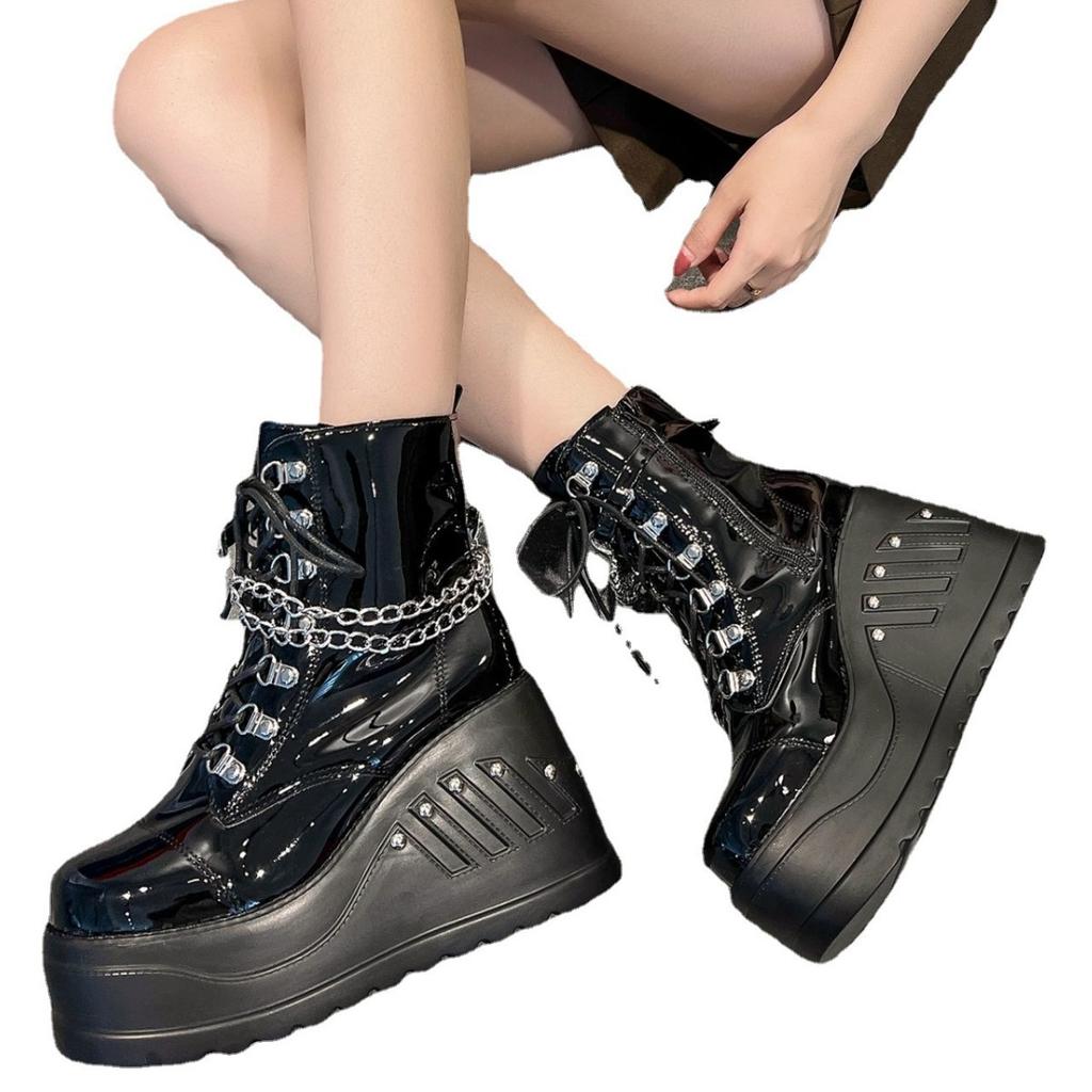 Осенне-зимние толстые полусапожки с круглым носком, модные и удобные, большого размера, низкие женские сапоги