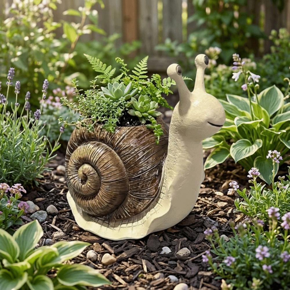 Resin Snail Flowerpot Cute Creature Planter Multi-functional Snail Planter Patio
