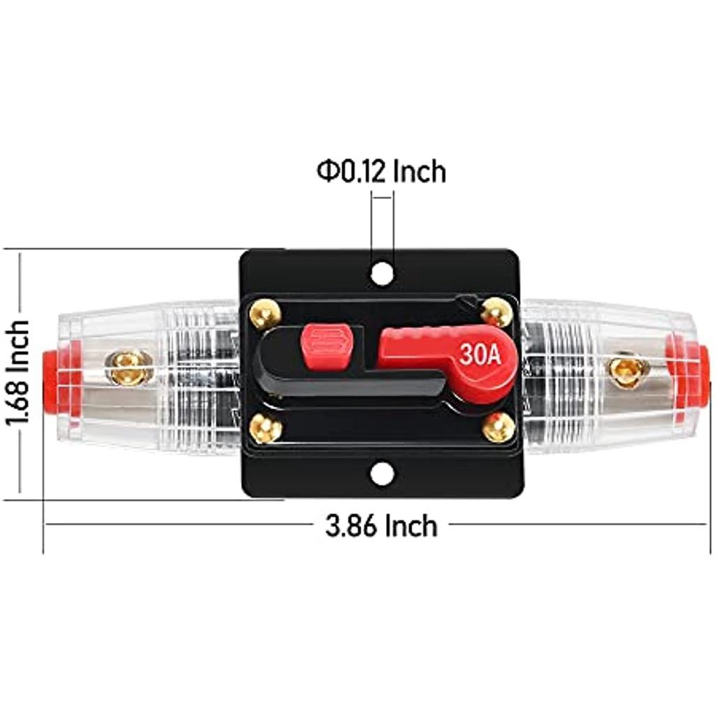 30A Circuit Breaker Car Fuse Holder 30 Amp With Manual Reset For Car Radio Video Motor Boat Truck Car Waterproof Fuse Holder 12V-48V Dc