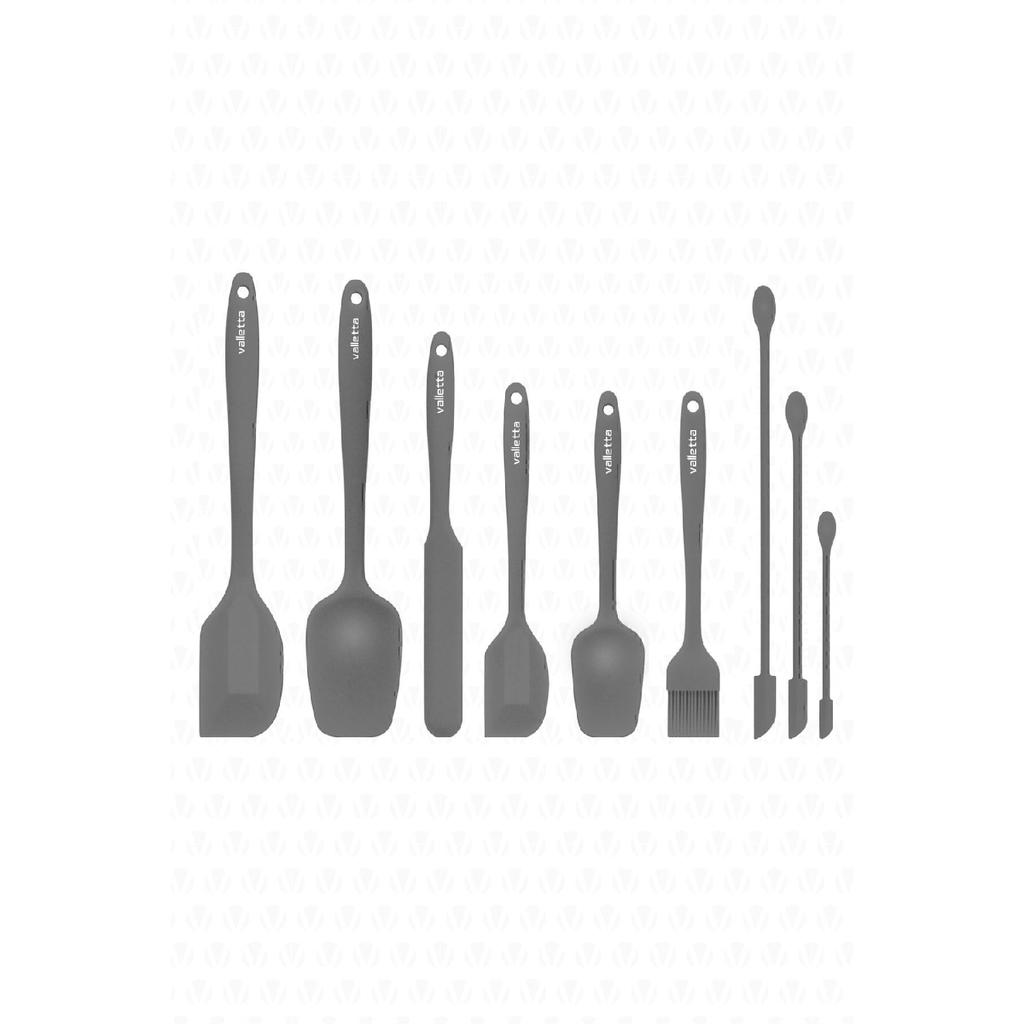 Drongo Jar Scraper Silicone Spatula Set 9 Pieces Black