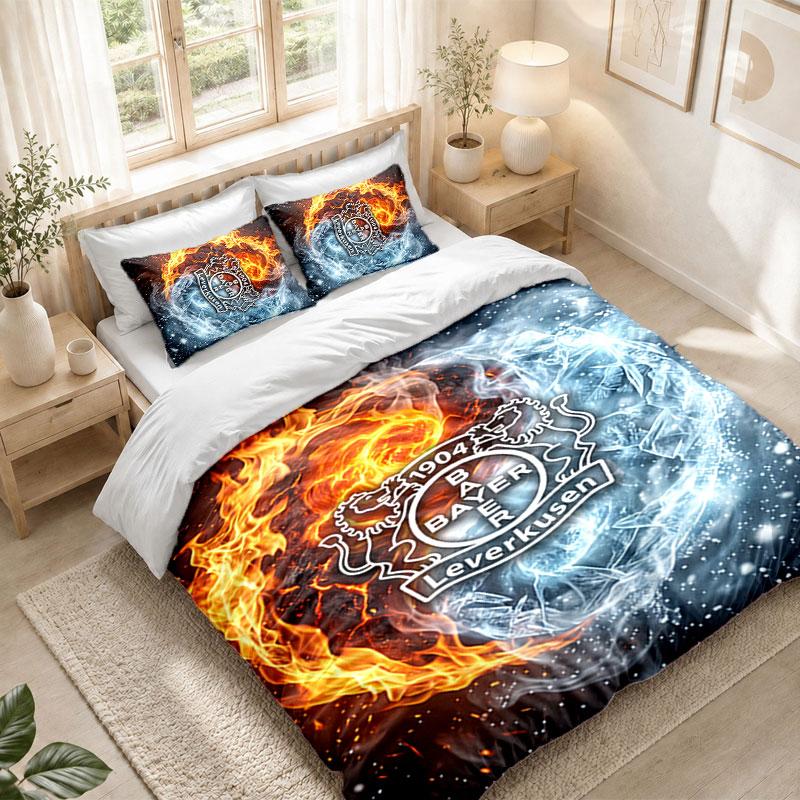 Bedding Set 1 Duvet Cover 2 Pillowcases Bayer Leverkusen Football Print Bedroom Home Decoration