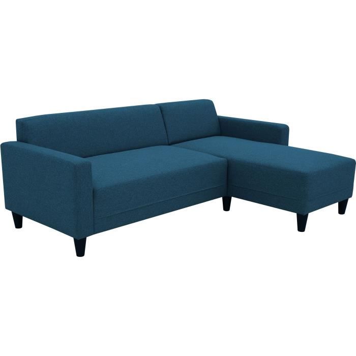 BOB 4-seater Fixed Corner Sofa - Navy Fabric - Reversible - L 197 X D 117 X H 65 Cm