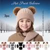 3pcs/set Children's Hat Autumn Winter Baby Knitted Warm Hat Cute Double Pom-pom Outdoor Cold-proof Pullover Hat