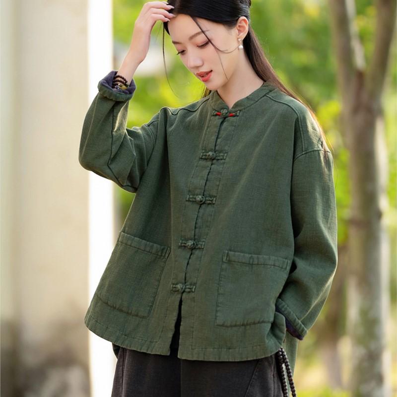 Johnature Женские зимние плюшевые теплые пальто в китайском стиле с длинным рукавом