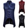 Men Sleeveless Punk Lapel Collar Double-Breasted Steampunk Gothic Coat Vest Court Swallowtail