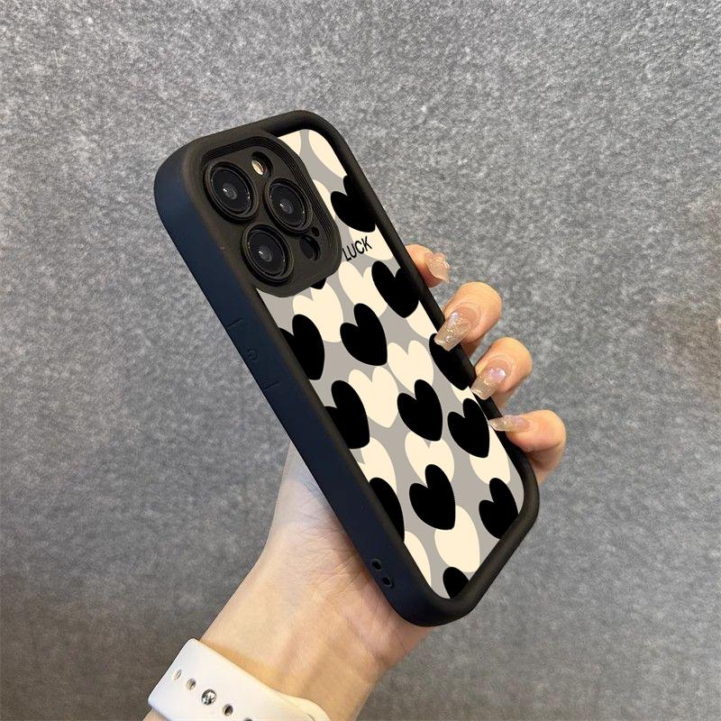 Милый Чехол-Сердечко для iPhone 16 Pro Max 15 Pro 11 12 13 14 16E XS X XR 7 8 Plus SE 2020 Ударопрочный Силиконовый Мягкий Чехол