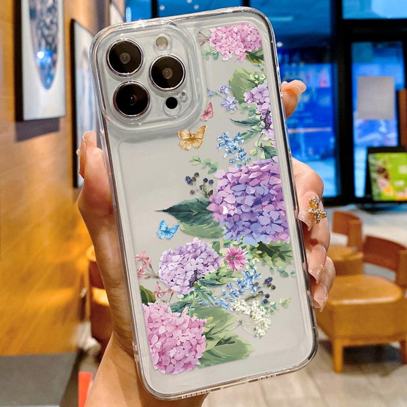Модный цветочный чехол для телефона iPhone 16 15 14 Pro Max 13 12 11 ударопрочный силиконовый чехол прозрачный чехол