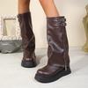 Ботильоны с большим пальцем для женщин, милый крутой стиль, ботинки с ворсом, толстая подошва, платформа, ковбойские сапоги, ботфорты выше колена, высокие сапоги-трубы, для верховой езды