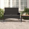 VidaXL 2-Seater Garden Bench with Cushions Black Woven Resin, Seat, Bench Chair, Patio Bench, Bench Seat, 319490