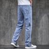Мужские универсальные летние свободные джинсы, размер XL, деловой повседневный стиль, средне-высокая талия, высокая эластичность.