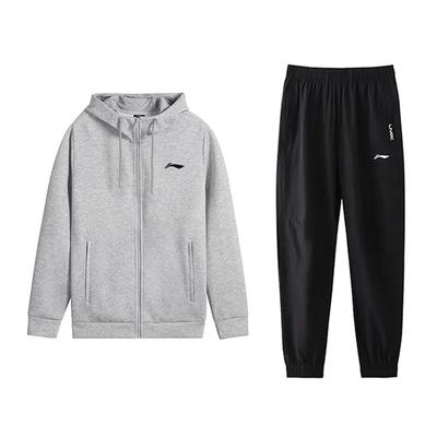 Li Ning Повседневная спортивная одежда Унисекс Монетный серый+Черный AWDVP47-1+YYKV155-1