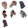 Unisex Shawl Scarf Gradient Color Versatile Wrinkled Long Scarf Autumn Winter Wind-Proof Cold-Resistant Shawl Wrap
