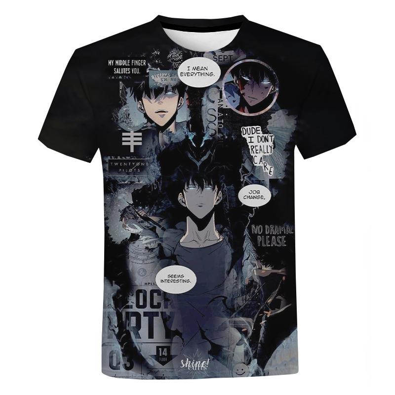 Футболка с выравниванием аниме «Соло», мужская и женская летняя модная футболка с 3D принтом, повседневная футболка в стиле Харадзюку, уличная одежда, топы большого размера