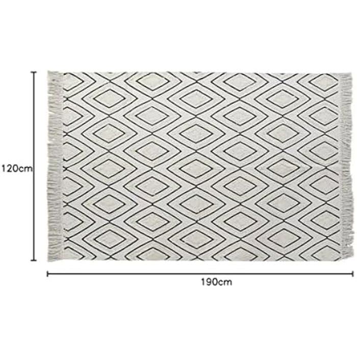 Ковер - DKD Home Decor - Стандартный - Белый и Черный - Полиэстер и Хлопок - 120x190 см