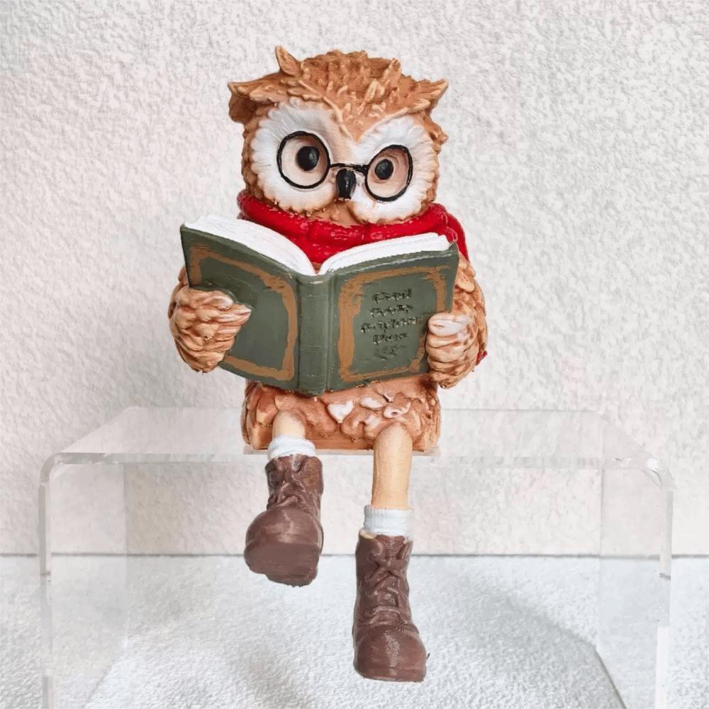Resin Owl Figurine Reading Owl Figurine 15cm/18cm Owl Figurine Resin Owl Figurine Desk