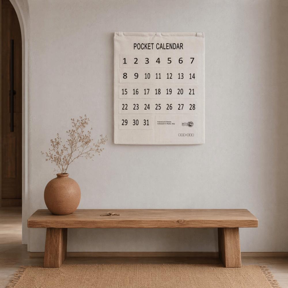 Cotton and Linen Material Pocket Chart Organizer Large Size Wall Hanging Organizer For Bedroom