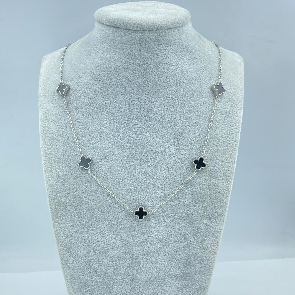 9MM Titanium Steel Four-leaf Clover Shell 5 Flowers Necklace Women's New Light Luxury Hundred Lock Bone Chain Shell Collar Jewelry