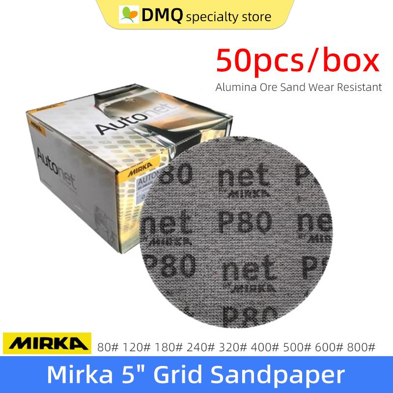 Mirka 5-дюймовая сетчатая наждачная бумага 125 мм Круглая абразивная кожа Флок Вакуумная сетка Сухая наждачная бумага 80-800 грит Автомобильная шлифовка