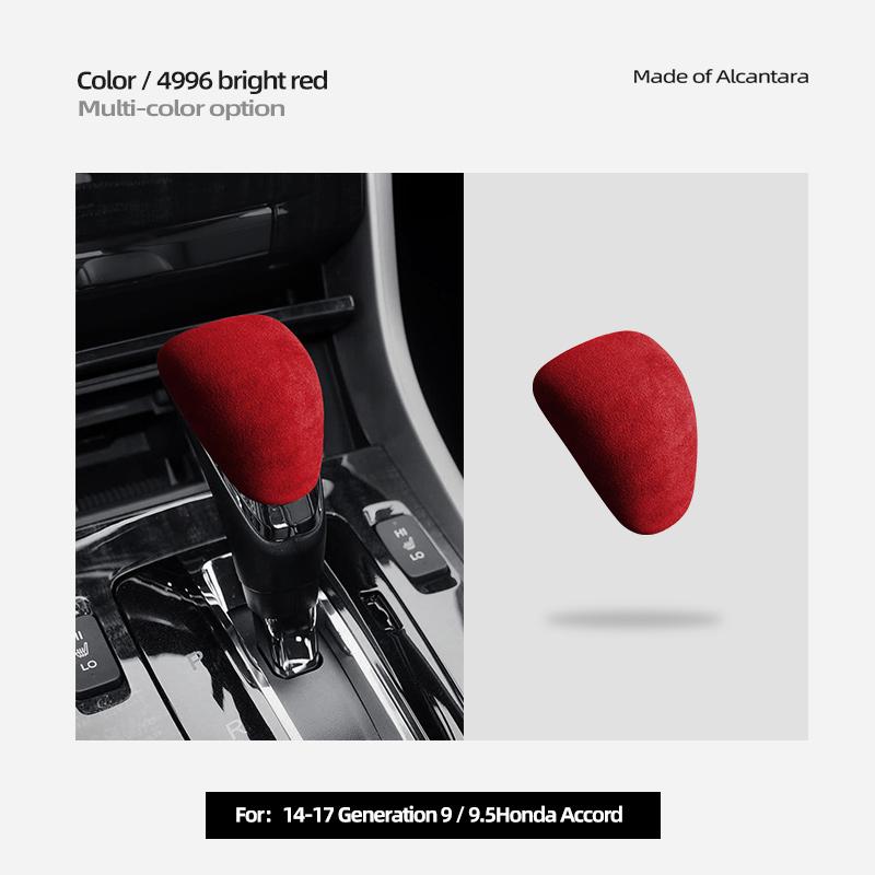 For Honda Accord 9/9.5 Alcantara suede Gear Shifter Gear Protector Head Cover Car Gear Head Shift Knob Handle Cover Trim Sticker