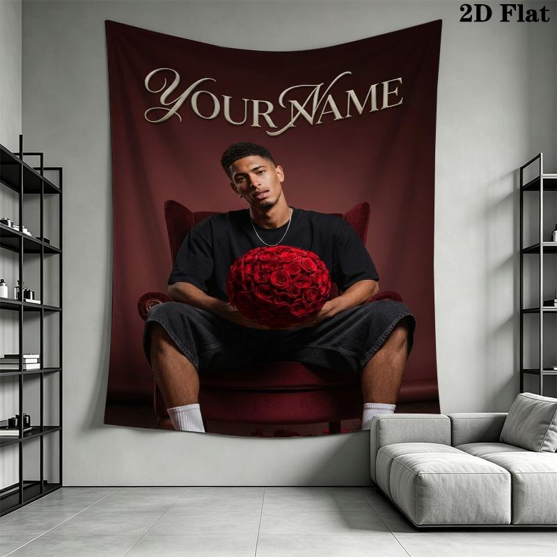 Custom Name Jude Bellingham Wall Tapestry Aesthetic Wall Hanging Printed Fabric Blanket Decorative Tapestries for Bedroom Living Room Home Decor