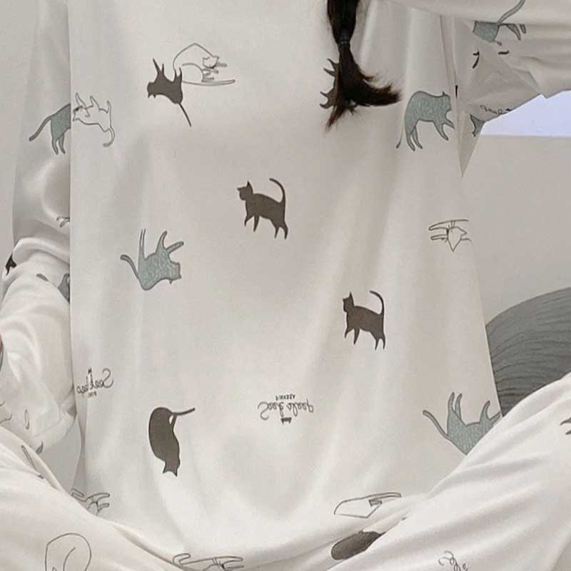 Двухкомпонентный женский новый весенне-осенний комплект с длинными рукавами, свободные повседневные пижамы с круглым вырезом, домашняя одежда, которую можно носить поверх костюма